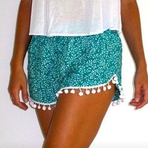 Smocked hem tassel beach shorts